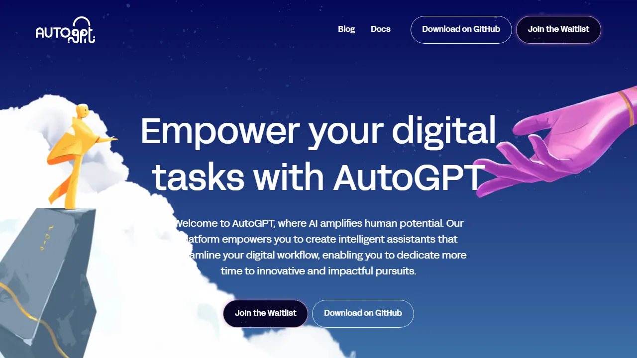 Captura de la interfaz de AutoGPT mostrando el panel principal