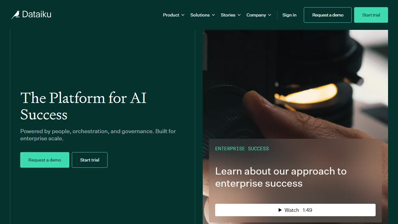 Captura de la interfaz de Dataiku mostrando el panel principal