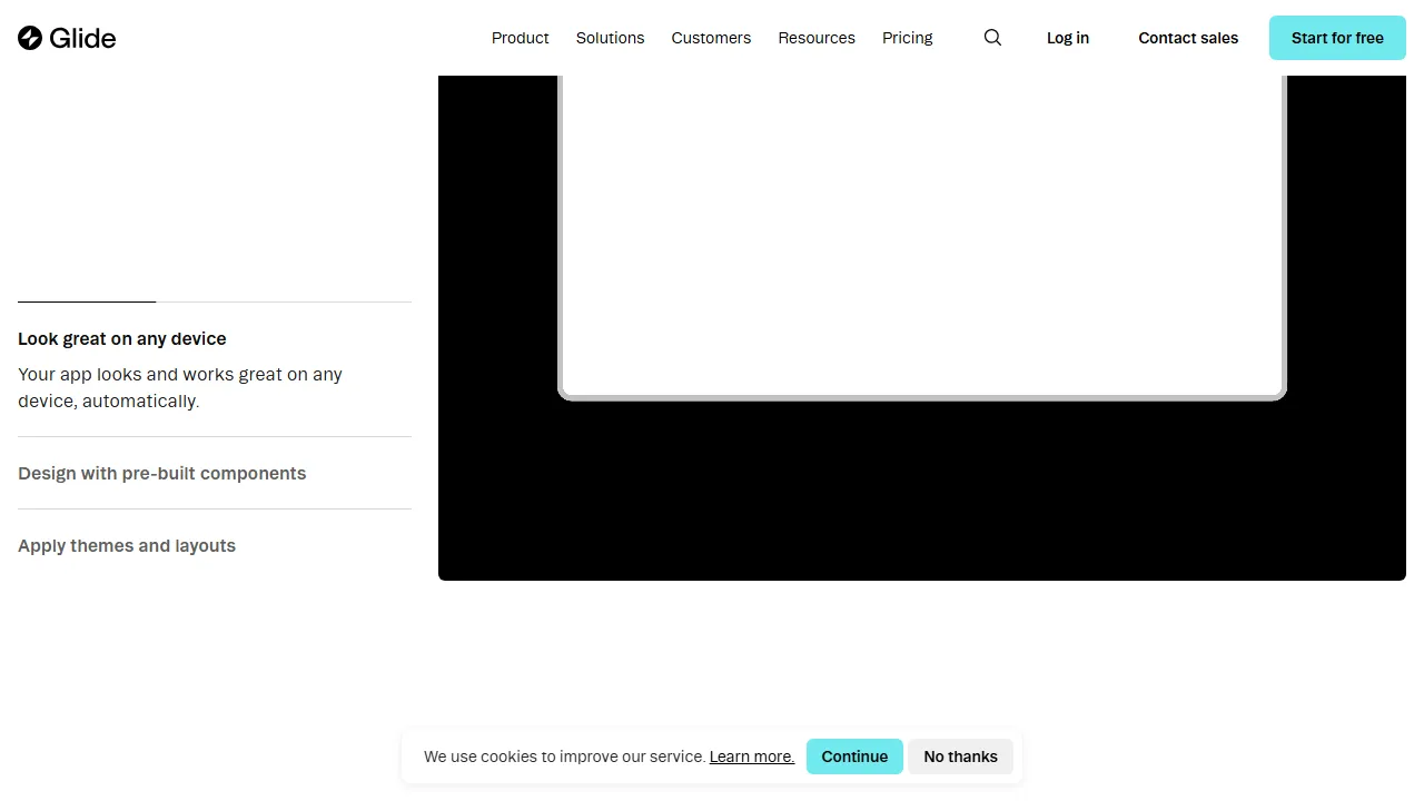 Captura de la interfaz de Glide mostrando el panel principal