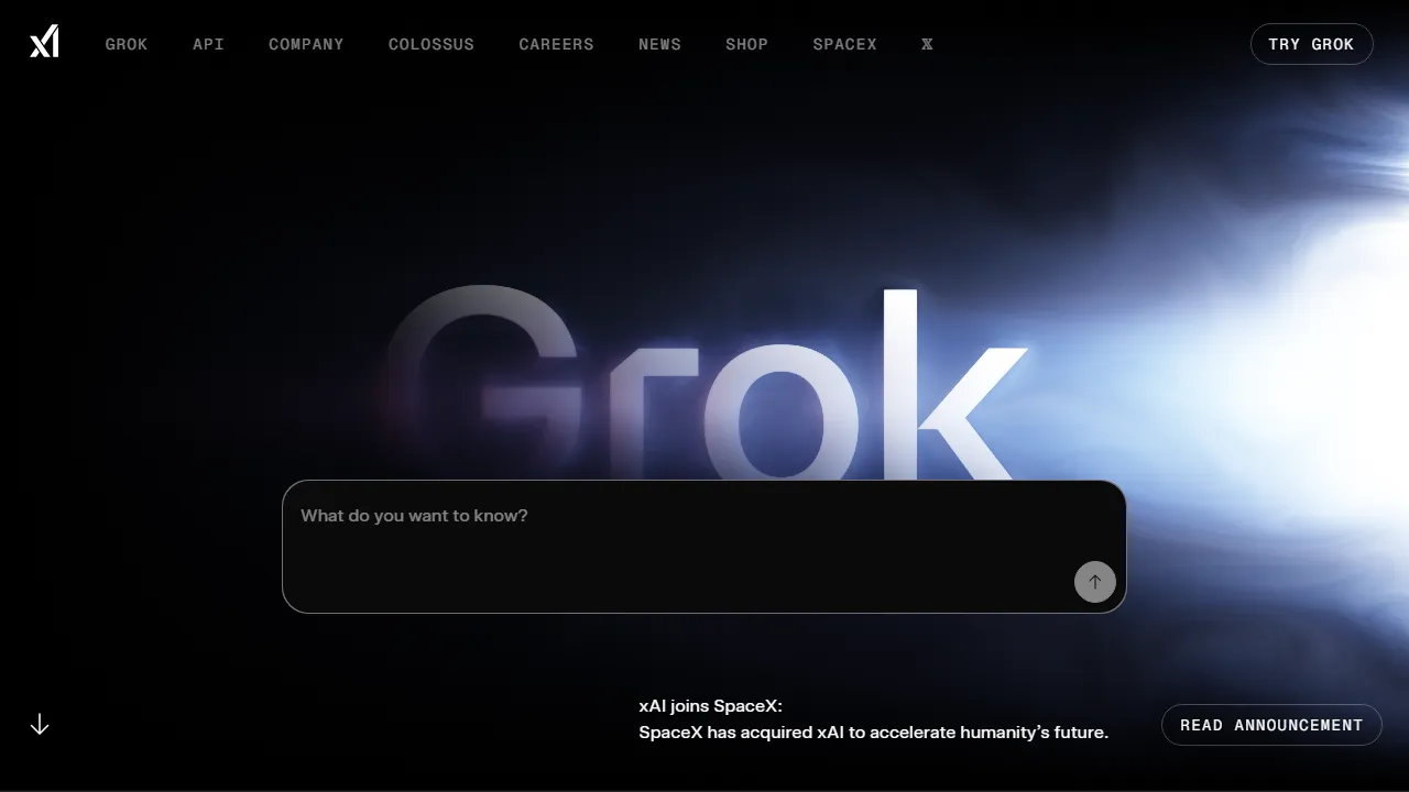 Captura de la interfaz de Grok mostrando el panel principal