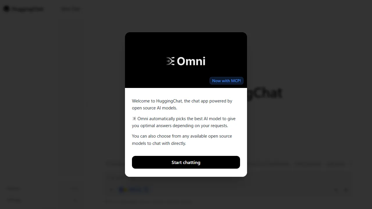 Captura de la interfaz de HuggingChat mostrando el panel principal