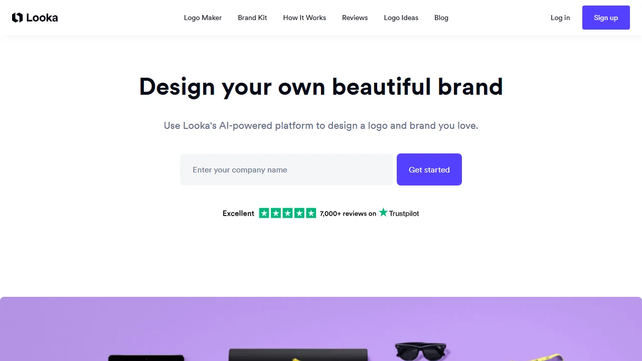 Captura de la interfaz de Looka mostrando el panel principal