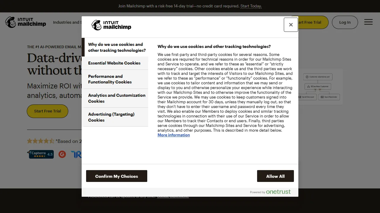 Captura de la interfaz de Mailchimp AI mostrando el panel principal