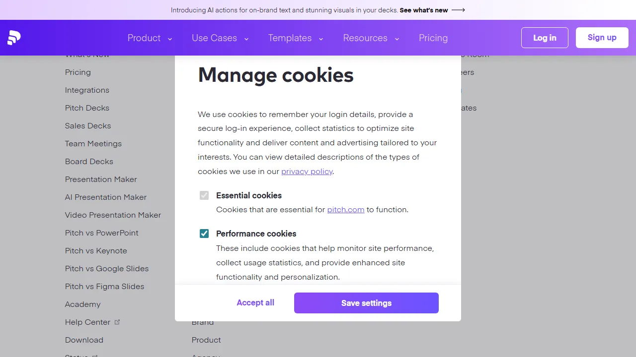 Captura de la interfaz de Pitch AI mostrando el panel principal