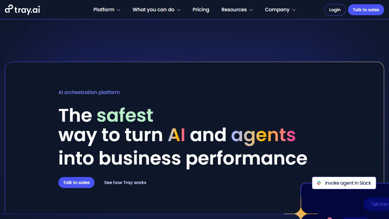 Captura de la interfaz de Tray.io mostrando el panel principal
