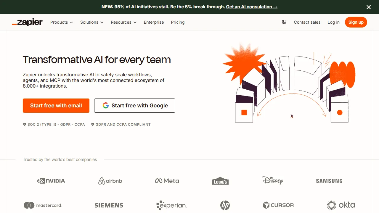 Captura de la interfaz de Zapier AI mostrando el panel principal